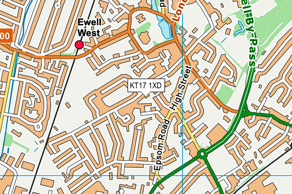 KT17 1XD map - OS VectorMap District (Ordnance Survey)