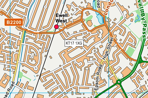 KT17 1XG map - OS VectorMap District (Ordnance Survey)