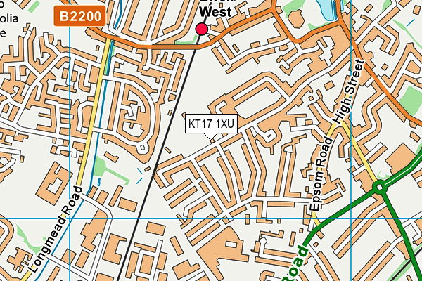 KT17 1XU map - OS VectorMap District (Ordnance Survey)