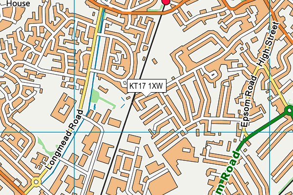 KT17 1XW map - OS VectorMap District (Ordnance Survey)