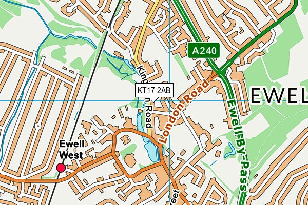 KT17 2AB map - OS VectorMap District (Ordnance Survey)