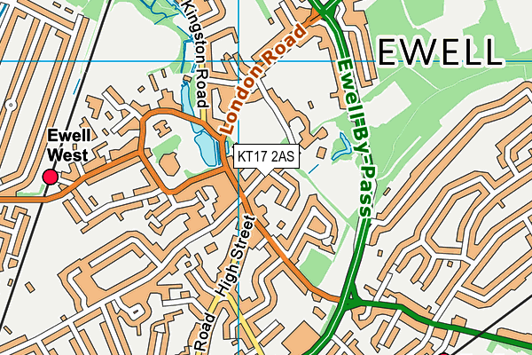 KT17 2AS map - OS VectorMap District (Ordnance Survey)