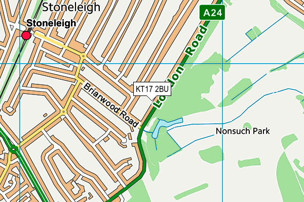 KT17 2BU map - OS VectorMap District (Ordnance Survey)