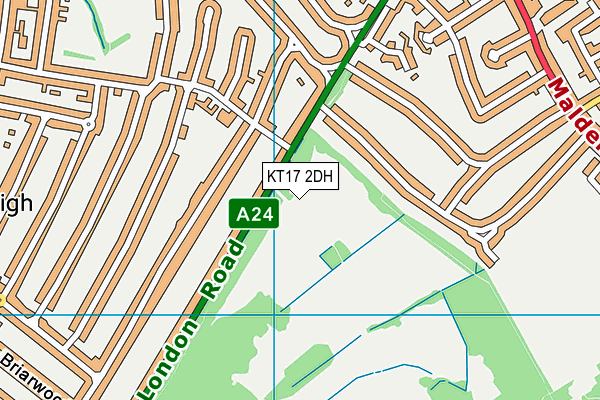 KT17 2DH map - OS VectorMap District (Ordnance Survey)