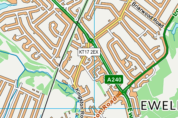 KT17 2EX map - OS VectorMap District (Ordnance Survey)