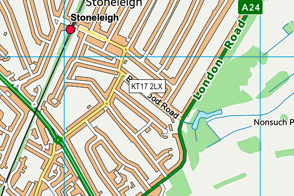 KT17 2LX map - OS VectorMap District (Ordnance Survey)