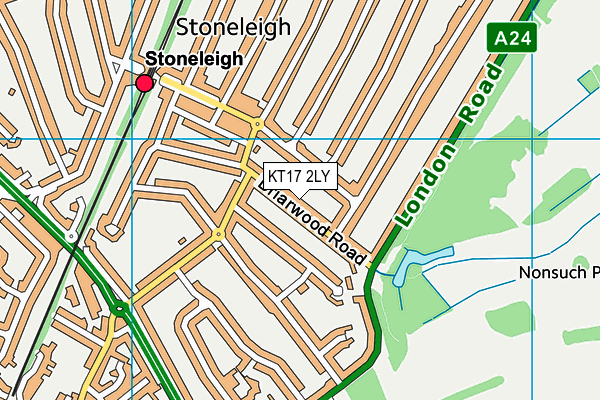KT17 2LY map - OS VectorMap District (Ordnance Survey)