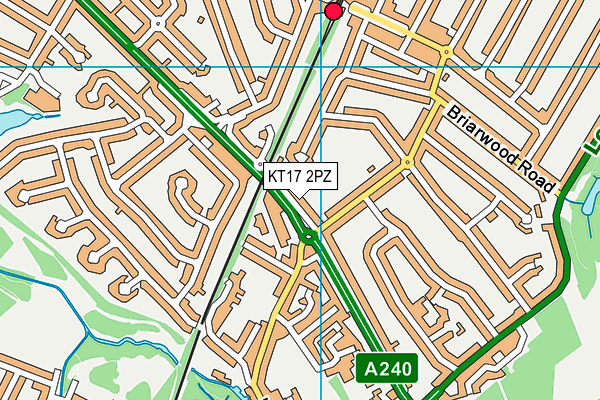 KT17 2PZ map - OS VectorMap District (Ordnance Survey)