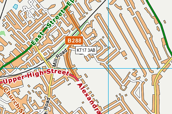 Little Downsend Epsom map (KT17 3AB) - OS VectorMap District (Ordnance Survey)