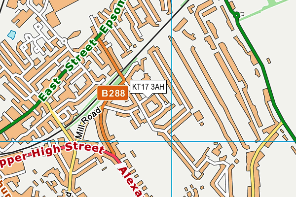 KT17 3AH map - OS VectorMap District (Ordnance Survey)