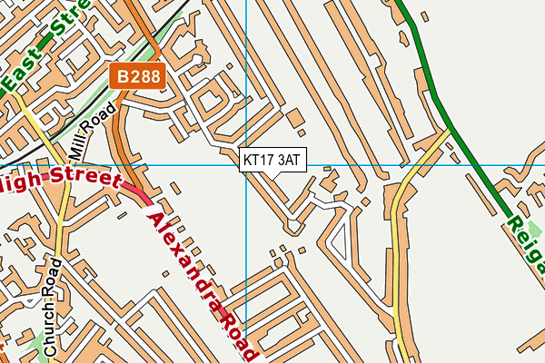 KT17 3AT map - OS VectorMap District (Ordnance Survey)