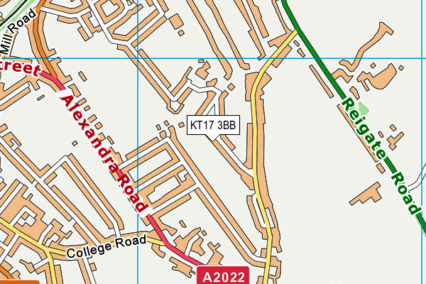 KT17 3BB map - OS VectorMap District (Ordnance Survey)