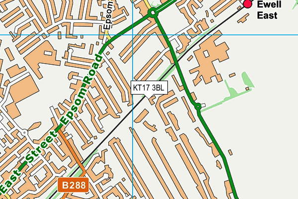 KT17 3BL map - OS VectorMap District (Ordnance Survey)