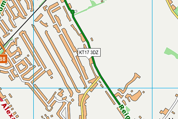 KT17 3DZ map - OS VectorMap District (Ordnance Survey)