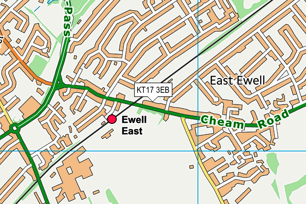 KT17 3EB map - OS VectorMap District (Ordnance Survey)