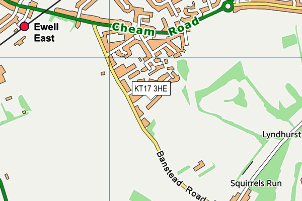 KT17 3HE map - OS VectorMap District (Ordnance Survey)