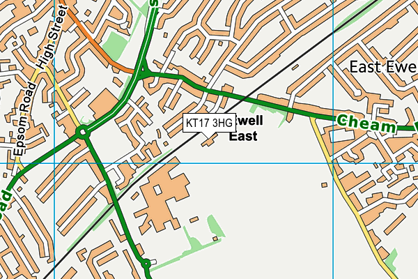 Everlast Gyms (Ewell) map (KT17 3HG) - OS VectorMap District (Ordnance Survey)