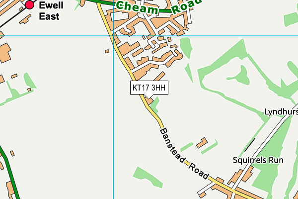 KT17 3HH map - OS VectorMap District (Ordnance Survey)