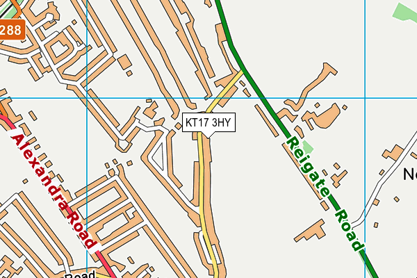 KT17 3HY map - OS VectorMap District (Ordnance Survey)