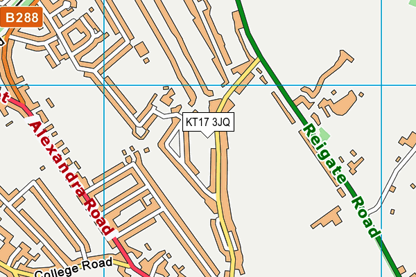 KT17 3JQ map - OS VectorMap District (Ordnance Survey)