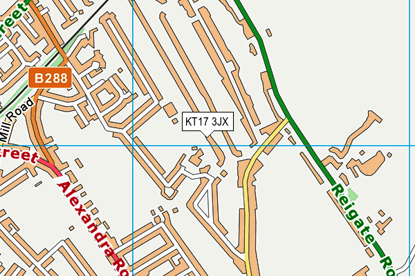 KT17 3JX map - OS VectorMap District (Ordnance Survey)