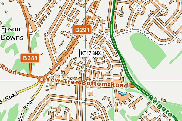 KT17 3NX map - OS VectorMap District (Ordnance Survey)