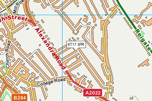 KT17 3PR map - OS VectorMap District (Ordnance Survey)