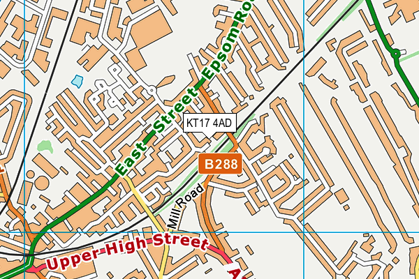 KT17 4AD map - OS VectorMap District (Ordnance Survey)