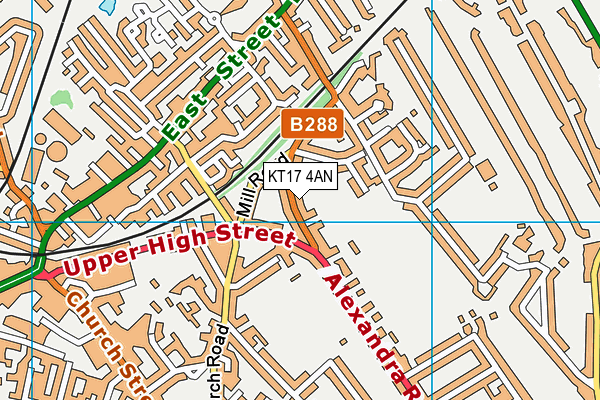 KT17 4AN map - OS VectorMap District (Ordnance Survey)