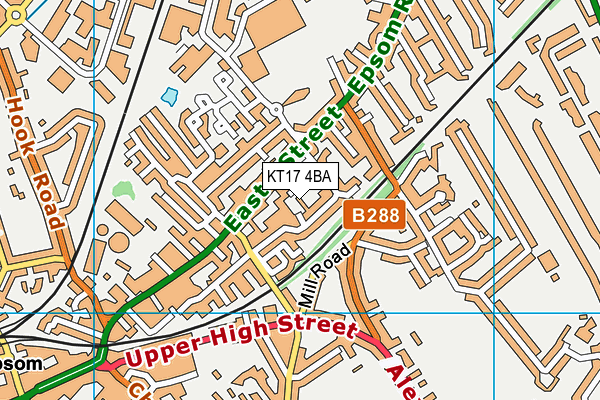 KT17 4BA map - OS VectorMap District (Ordnance Survey)