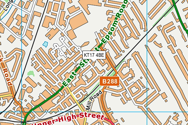 KT17 4BE map - OS VectorMap District (Ordnance Survey)