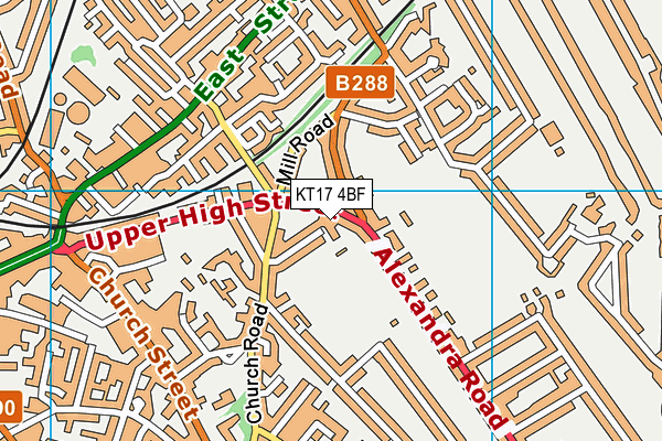 KT17 4BF map - OS VectorMap District (Ordnance Survey)