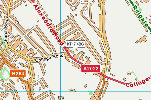 KT17 4BG map - OS VectorMap District (Ordnance Survey)