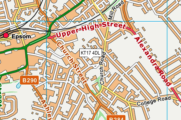 KT17 4DL map - OS VectorMap District (Ordnance Survey)