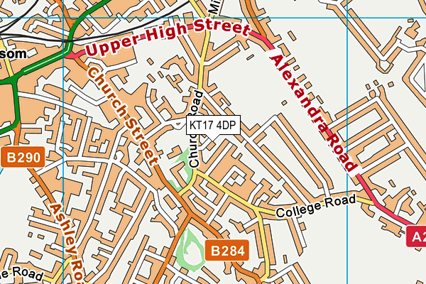 KT17 4DP map - OS VectorMap District (Ordnance Survey)