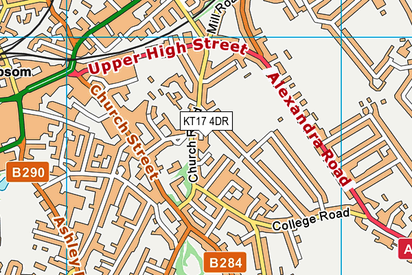 KT17 4DR map - OS VectorMap District (Ordnance Survey)