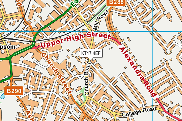 KT17 4EF map - OS VectorMap District (Ordnance Survey)