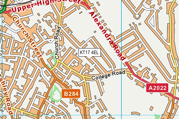KT17 4EL map - OS VectorMap District (Ordnance Survey)