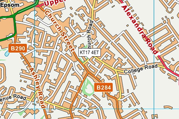 KT17 4ET map - OS VectorMap District (Ordnance Survey)