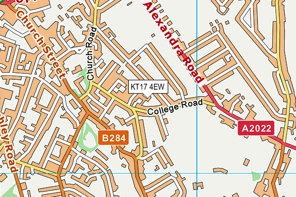 KT17 4EW map - OS VectorMap District (Ordnance Survey)