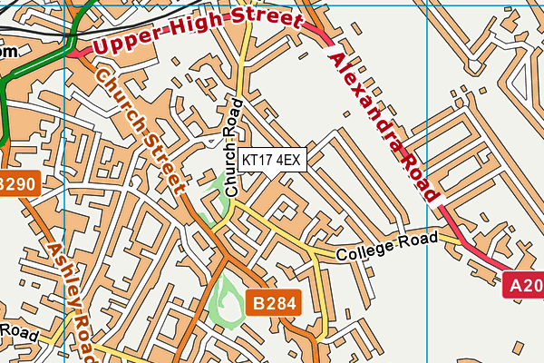KT17 4EX map - OS VectorMap District (Ordnance Survey)