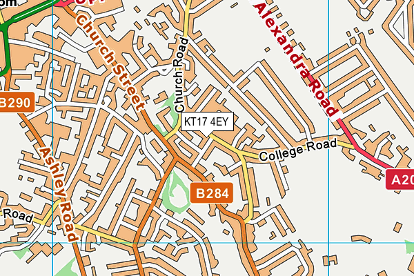 KT17 4EY map - OS VectorMap District (Ordnance Survey)