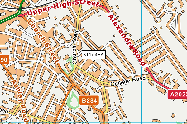 KT17 4HA map - OS VectorMap District (Ordnance Survey)