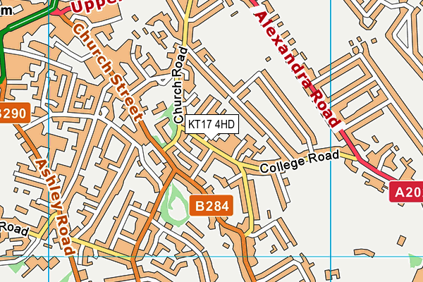 KT17 4HD map - OS VectorMap District (Ordnance Survey)