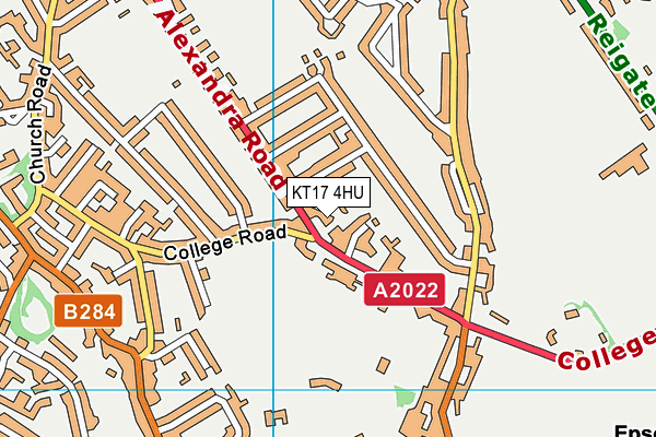 KT17 4HU map - OS VectorMap District (Ordnance Survey)