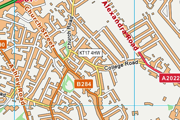 KT17 4HW map - OS VectorMap District (Ordnance Survey)