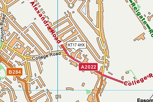 KT17 4HX map - OS VectorMap District (Ordnance Survey)
