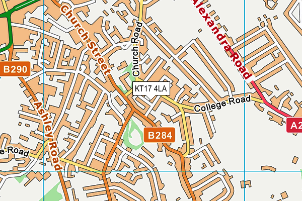KT17 4LA map - OS VectorMap District (Ordnance Survey)
