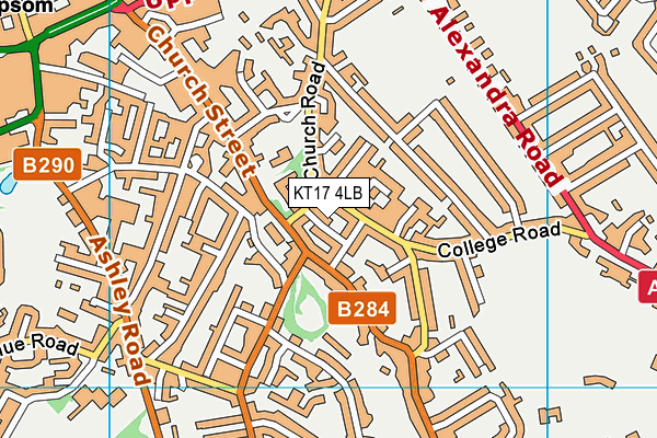 KT17 4LB map - OS VectorMap District (Ordnance Survey)