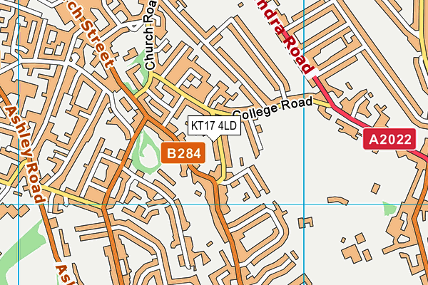 KT17 4LD map - OS VectorMap District (Ordnance Survey)